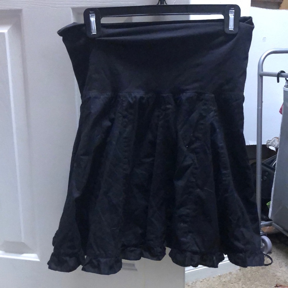 Anthropologie Odille Black Cotton with ruffle skirt